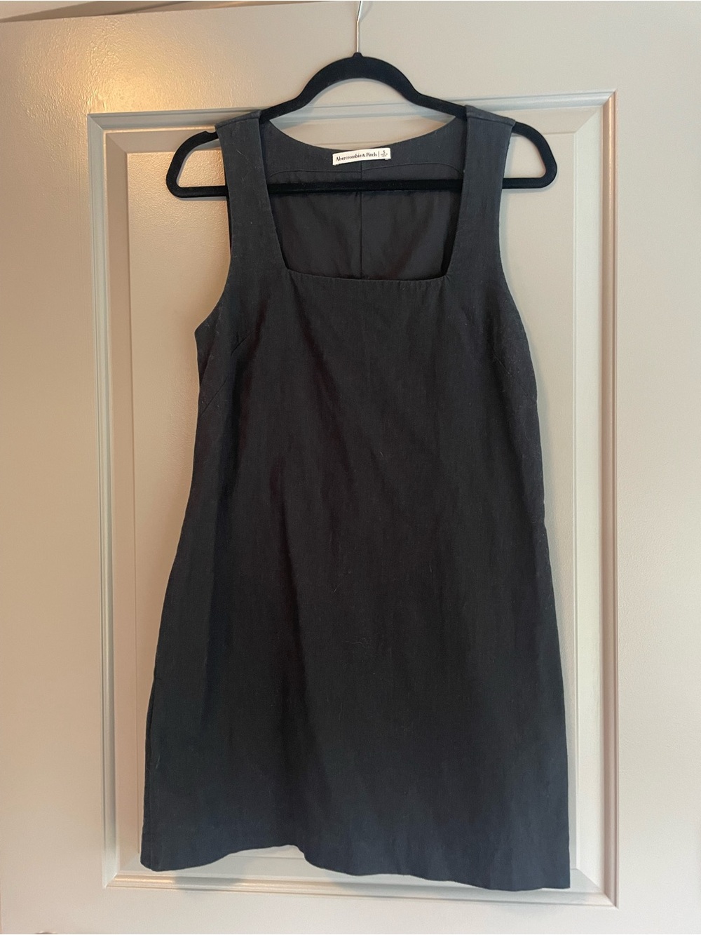 Abercrombie & Fitch Black Linen Square-Neck Mini Dress